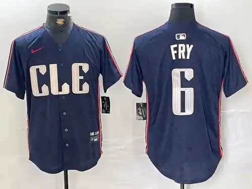 Cleveland Guardians #6 David Fry 2024 City Connect Navy Jersey