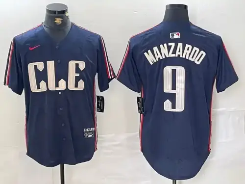 Cleveland Guardians #9 Kyle Manzardo 2024 City Connect Navy Jersey