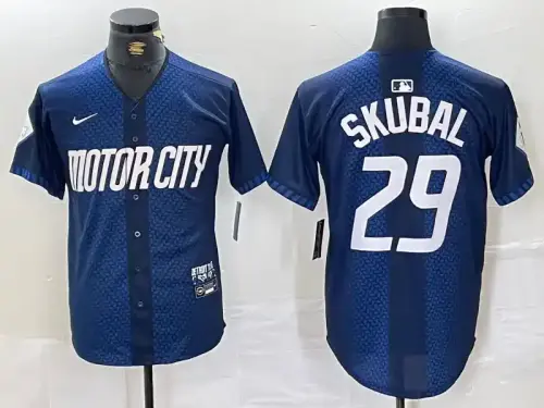 Detroit Tigers #29 Tarik Skubal 2024 City Connect Navy Jersey