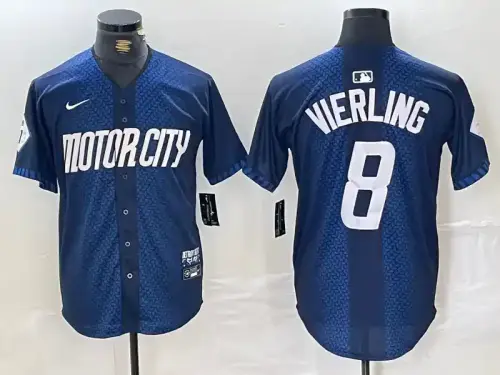 Detroit Tigers #8 Matt Vierling 2024 City Connect Navy Jersey