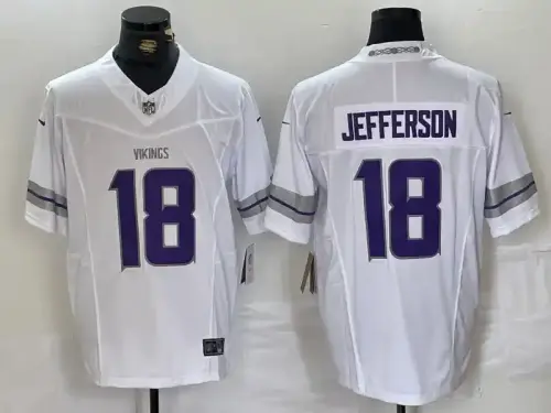 Minnesota Vikings #18 Justin Jefferson White 2024 F.U.S.E. Winter Warrior Jersey