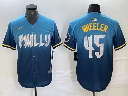 Philadelphia Phillies #45 Zack Wheeler 2024 City Connect Blue Jersey