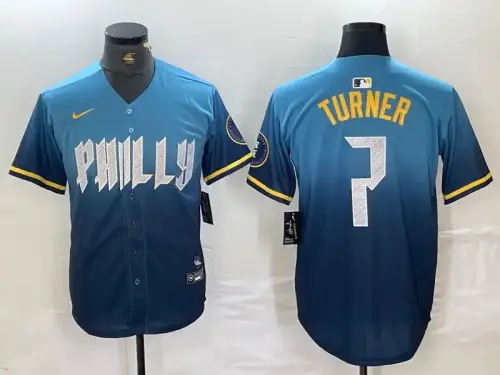 Philadelphia Phillies #7 Trea Turner 2024 City Connect Blue Jersey