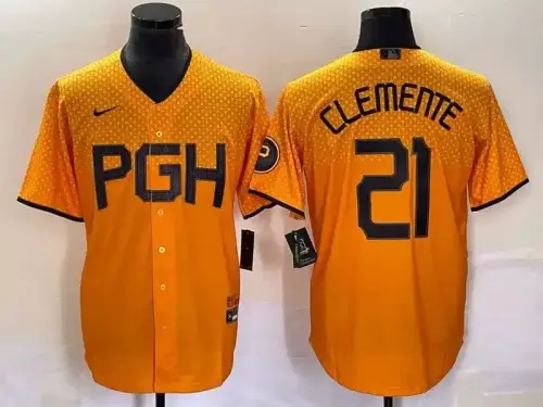 Pittsburgh Pirates #21 Roberto Clemente 2023 City Connect Yellow Jersey