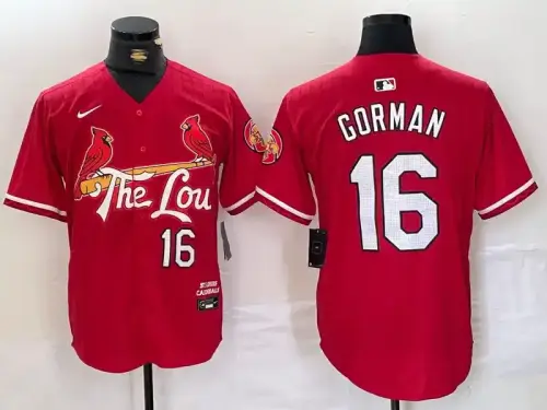 St. Louis Cardinals #16 Nolan Gorman 2024 City Connect Red Jersey