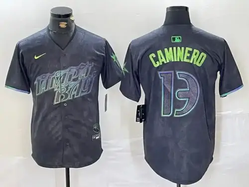 Tampa Bay Rays #13 Junior Caminero 2024 City Connect Black Jersey