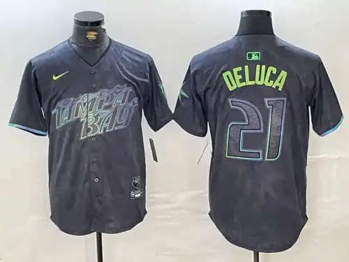 Tampa Bay Rays #21 Jonny DeLuca 2024 City Connect Black Jersey