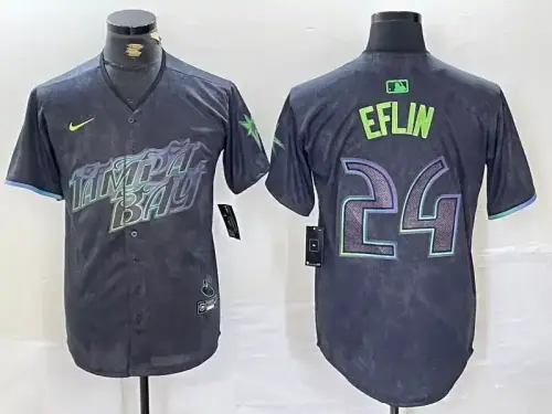 Tampa Bay Rays #24 Zach Eflin 2024 City Connect Black Jersey